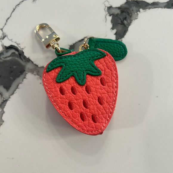 Strawberry Faux Leather Coin Purse/Bag Charm - Picture 1 of 4